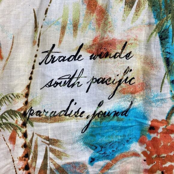 Vintage Chicos 100% Linen Tropical Snap Button Shirt Size L Coastal Grandma 90s - Picture 14 of 16